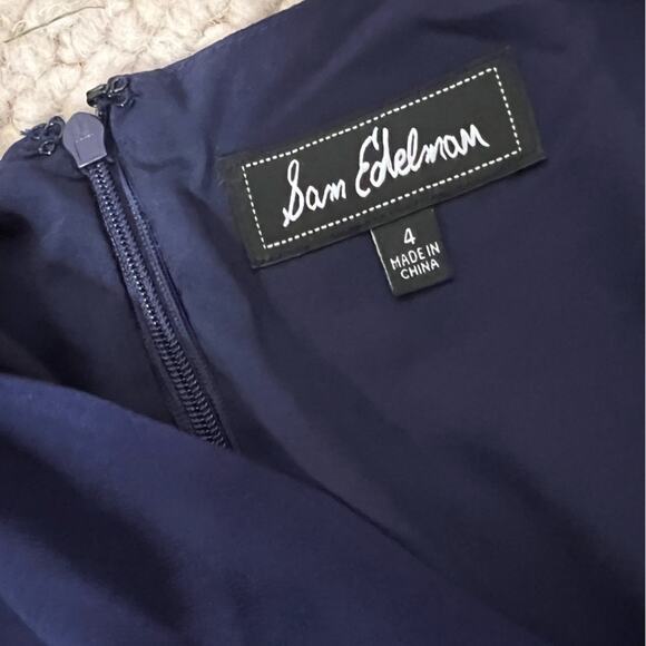 NWOT Sam Edelman Pleat Sleeve Shift Navy Dress – Sz 4 - Picture 7 of 7